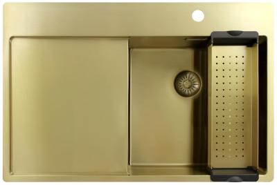 Pure.Sink Exclusivo Chiuvetă de aur cu zonă de scurgere 78x52 cm Tapwing dreapta PEX4078RT-60