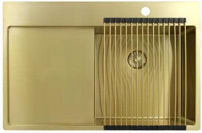 Pure.Sink Exclusivo Chiuvetă de aur cu zonă de scurgere 78x52 cm Tapwing dreapta PEX4078RT-60