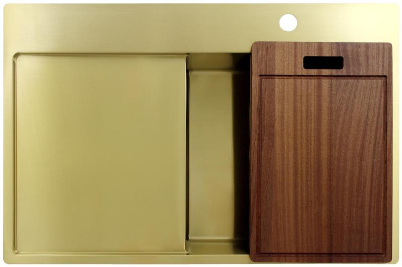 Pure.Sink Exclusivo Chiuvetă aurie cu zonă de scurgere 78x52 cm Robinet dreapta PEX4078RT-60