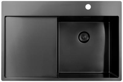 Pure.Sink Exclusivo Gun Metal chiuveta cu zona de scurgere 78x52 cm Tapwing dreapta PEX4078RT-61