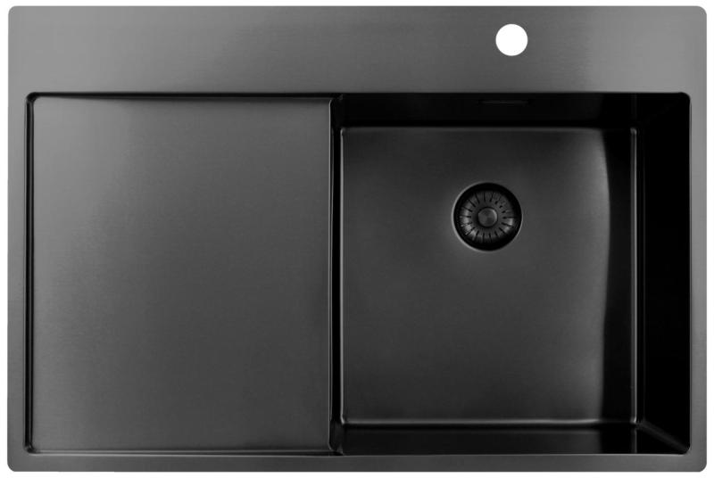 Pure.Sink Exclusivo Gun Metal chiuveta cu zona de scurgere 78x52 cm Tapwing dreapta PEX4078RT-61
