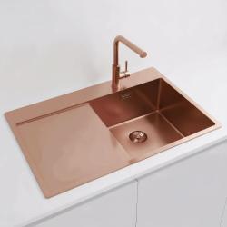 Pure.Sink Exclusivo Chiuvetă din cupru cu zonă de scurgere 78x52 cm Tapwing dreapta PEX4078RT-62