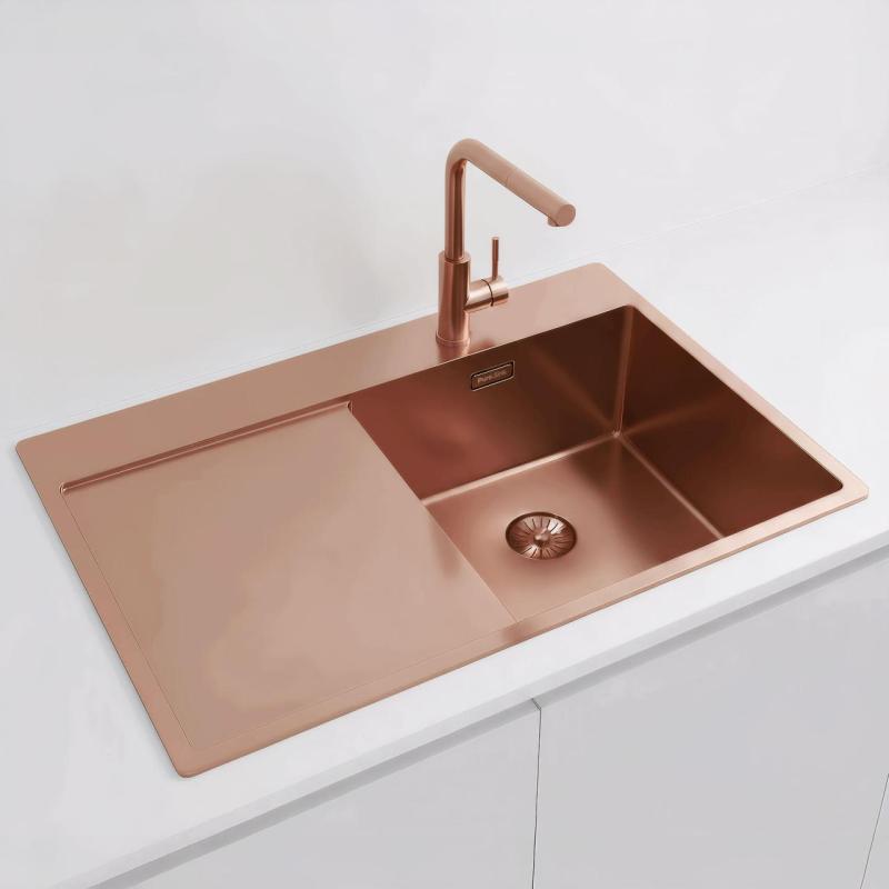 Pure.Sink Exclusivo Chiuvetă din cupru cu zonă de scurgere 78x52 cm Tapwing dreapta PEX4078RT-62