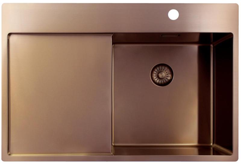 Pure.Sink Exclusivo Chiuvetă din cupru cu zonă de scurgere 78x52 cm Tapwing dreapta PEX4078RT-62