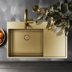 Pure.Sink Exclusivo Chiuvetă de aur cu zonă de scurgere 86x52 cm Tapwing stânga PEX5086LT-60