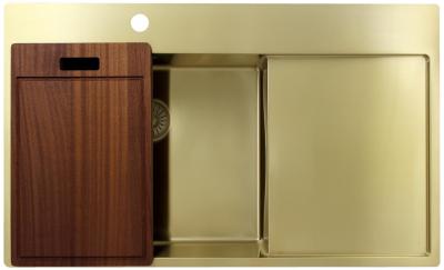 Pure.Sink Exclusivo Chiuvetă de aur cu zonă de scurgere 86x52 cm Tapwing stânga PEX5086LT-60