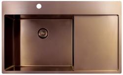 Pure.Sink Exclusivo Chiuveta de cupru cu zona de scurgere 86x52 cm Robinet pe stânga PEX5086LT-62