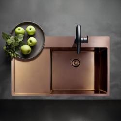 Pure.Sink Exclusivo Chiuveta de cupru cu zona de scurgere 86x52 cm Robinet pe stânga PEX5086LT-62