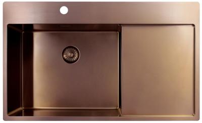 Pure.Sink Exclusivo Chiuveta de cupru cu zona de scurgere 86x52 cm Robinet pe stânga PEX5086LT-62