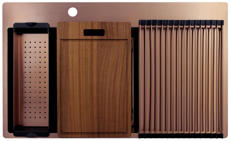 Pure.Sink Exclusivo Chiuveta de cupru cu zona de scurgere 86x52 cm Robinet pe stânga PEX5086LT-62