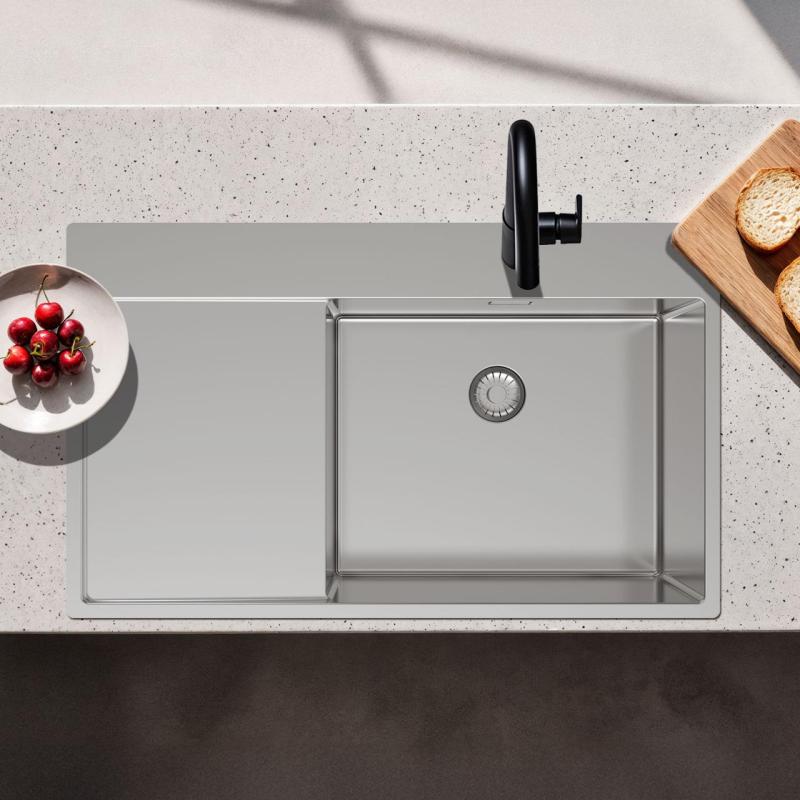 Pure.Sink Exclusivo chiuvetă din inox cu zona de scurgere 86x52 cm Tapwing dreapta PEX5086RT-02