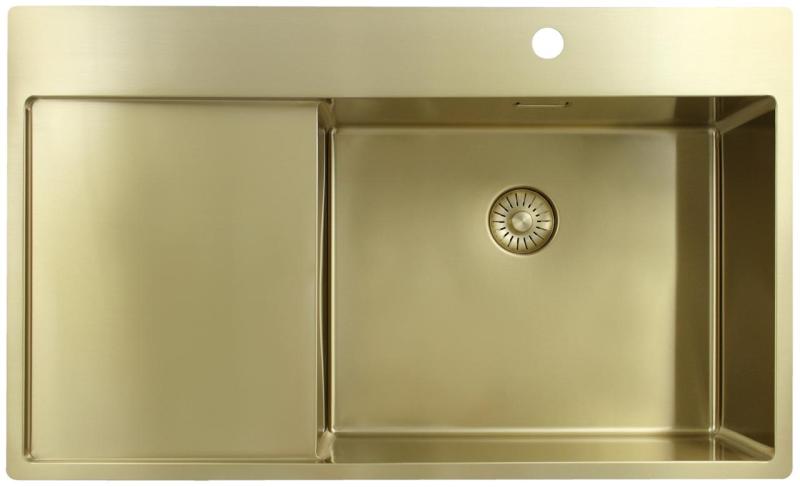 Pure.Sink Exclusivo Chiuvetă de aur cu zonă de scurgere 86x52 cm Tapwing dreapta PEX5086RT-60