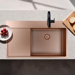 Pure.Sink Exclusivo Chiuvetă de cupru cu zonă de scurgere 86x52 cm Tapwing dreapta PEX5086RT-62