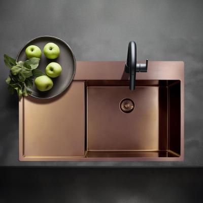 Pure.Sink Exclusivo Chiuvetă de cupru cu zonă de scurgere 86x52 cm Tapwing dreapta PEX5086RT-62