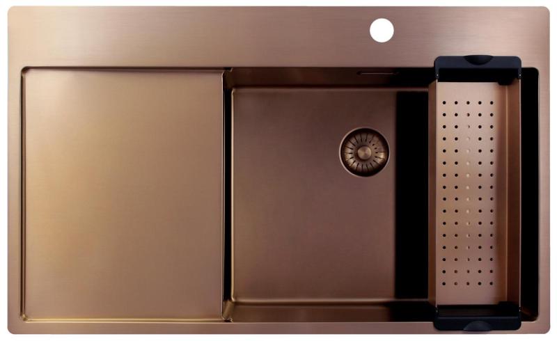 Pure.Sink Exclusivo Chiuvetă de cupru cu zonă de scurgere 86x52 cm Tapwing dreapta PEX5086RT-62