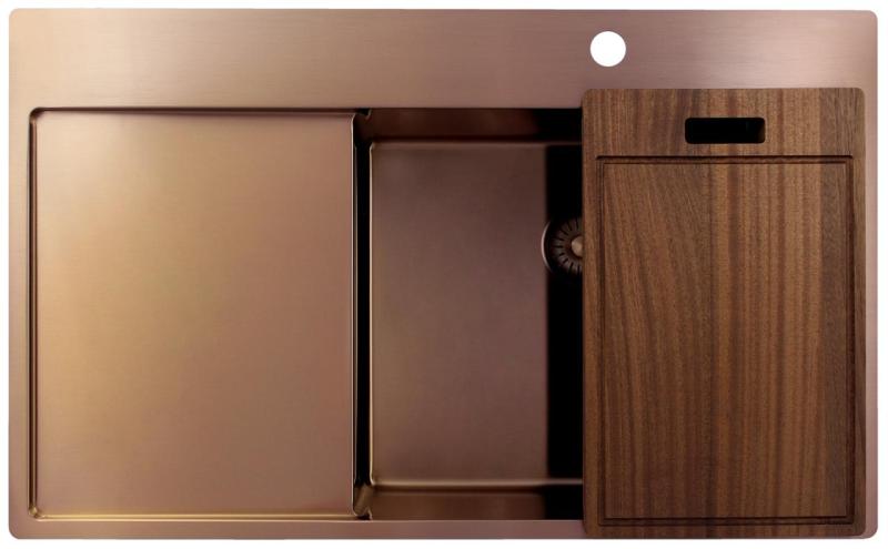 Pure.Sink Exclusivo Chiuvetă de cupru cu zonă de scurgere 86x52 cm Tapwing dreapta PEX5086RT-62