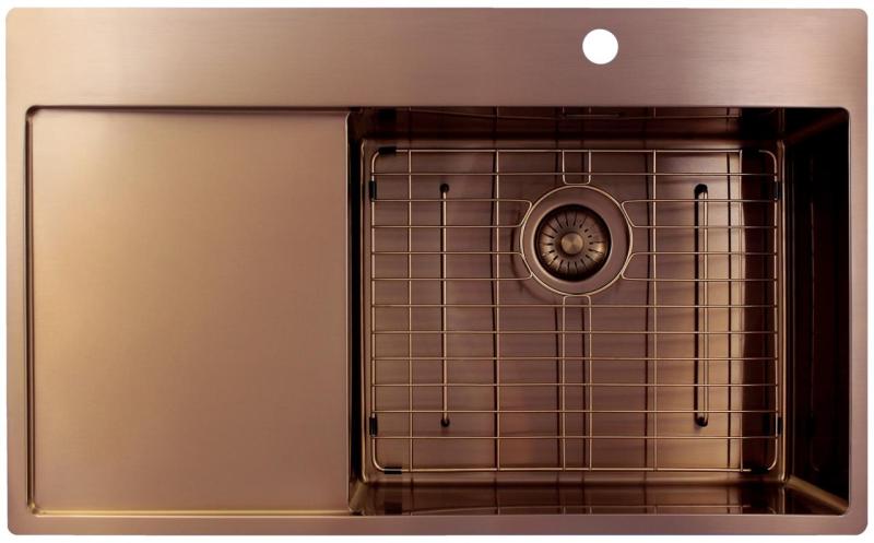 Pure.Sink Exclusivo Chiuvetă de cupru cu zonă de scurgere 86x52 cm Tapwing dreapta PEX5086RT-62