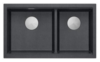 Chiuveta dublă Quadri Newport II Antracit Granit de Suprafață 76x45 cm cu dop din Oțel Inoxidabil 1208971369