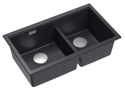 Chiuveta dublă Quadri Newport II din granit antracit, montare sub blat, 702 x 390 mm, cu dop din oțel inoxidabil 1208971384
