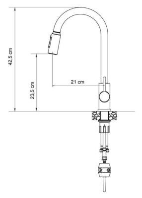 Baterie de bucătărie Quadri Viora Neagră cu 3 căi și o conexiune suplimentară pentru apă filtrată 1208971403