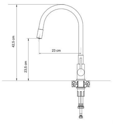 Baterie de bucătărie Quadri Selene Negru cu 3 căi, cu ieșire flexibilă și conexiune suplimentară pentru apă filtrată 1208971406