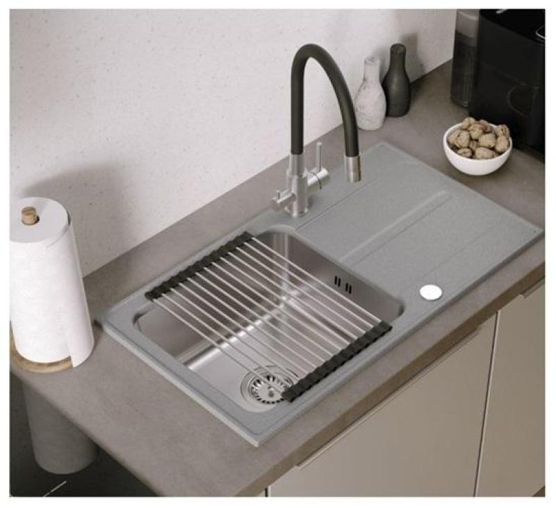 Baterie de bucătărie Quadri Selene din oțel inoxidabil cu 3 căi, cu gură de evacuare flexibilă și conexiune suplimentară pentru apă filtrată 1208971407