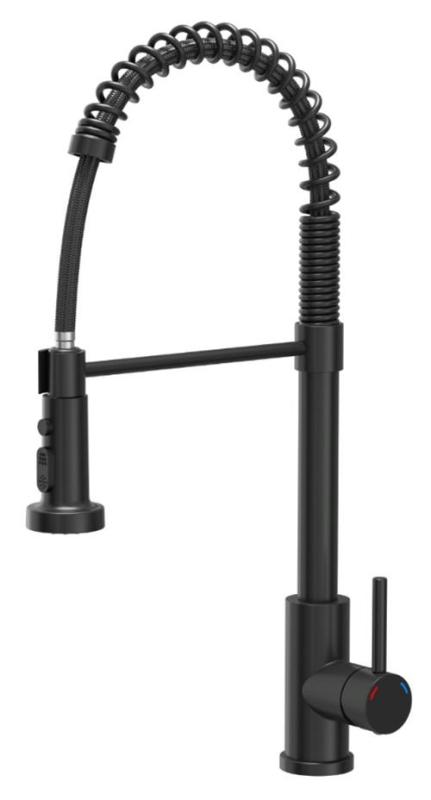 Baterie de bucătărie Quadri Redwick neagră cu gură de evacuare semi-flexibilă și duș cu 2 tipuri de jet plus funcție de oprire a apei 1208971410