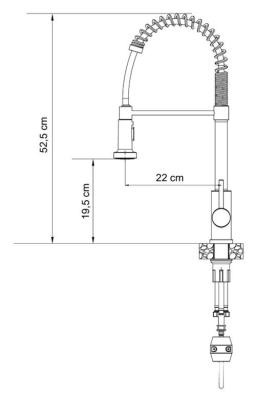 Baterie de bucătărie Quadri Redwick Crom cu gură de scurgere semi-flexibilă și duș cu 2 tipuri de jeturi plus funcție de oprire a apei 1208971412