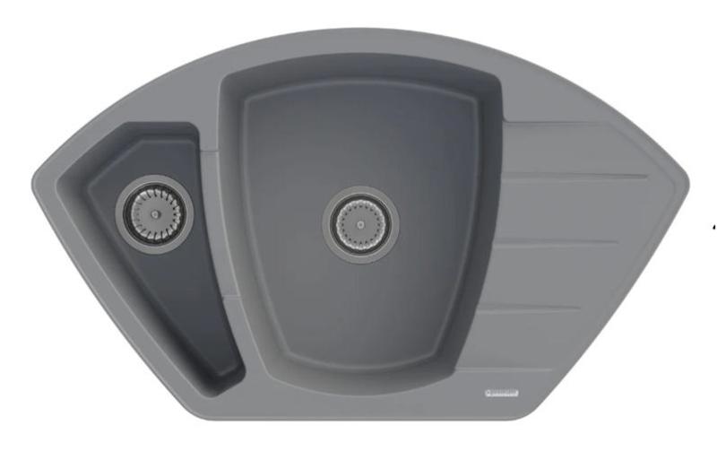 Graniteland Monte Granit gri cufăr de colț de construcție 901x538mm cu Plug RVS 1208971416