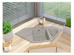 Graniteland Amiata Granit bej Chiuvetă de colț de suprafață 965x496mm cu Plug din oțel inoxidabil 1208971417