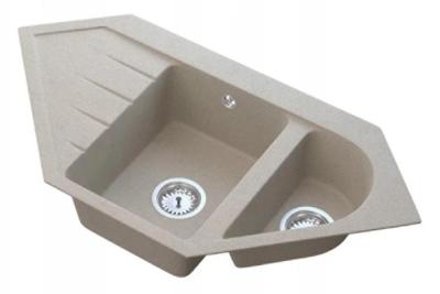 Graniteland Amiata Granit bej Chiuvetă de colț de suprafață 965x496mm cu Plug din oțel inoxidabil 1208971417