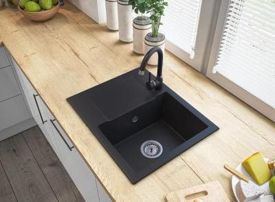 Graniteland Nex Chiuvetă neagră din granit cu zona de scurgere 574x464 mm 1208971428