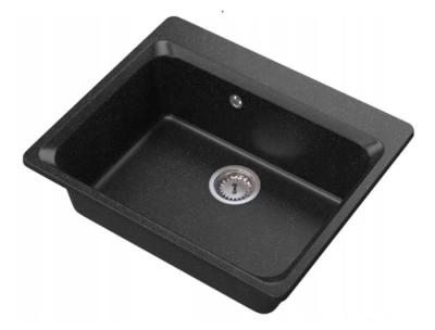 Graniteland Vastone Chiuvetă de granit 619x522 mm Aspect de piatră de arduin Montare cu bancă pentru robinet și dop de oțel inoxidabil 1208971442