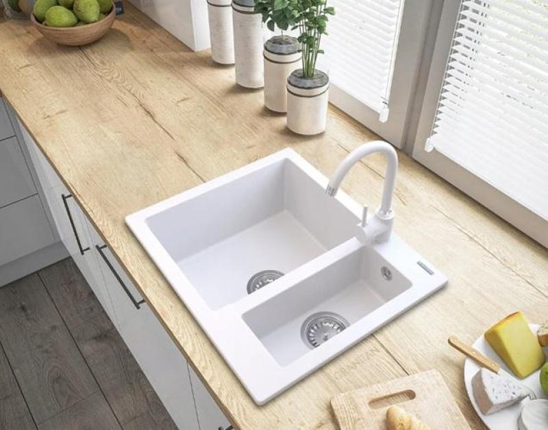 Graniteland Adda Granit Alb 1.5 Chiuveta de Suprafață 600x495mm 1208971455