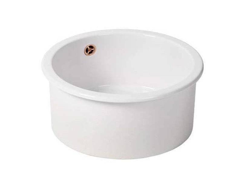 Ausmann Ceramic Ember Chiuveta rotundă ceramică albă de montare superioară și inferioară cu dop de cupru 1208971462