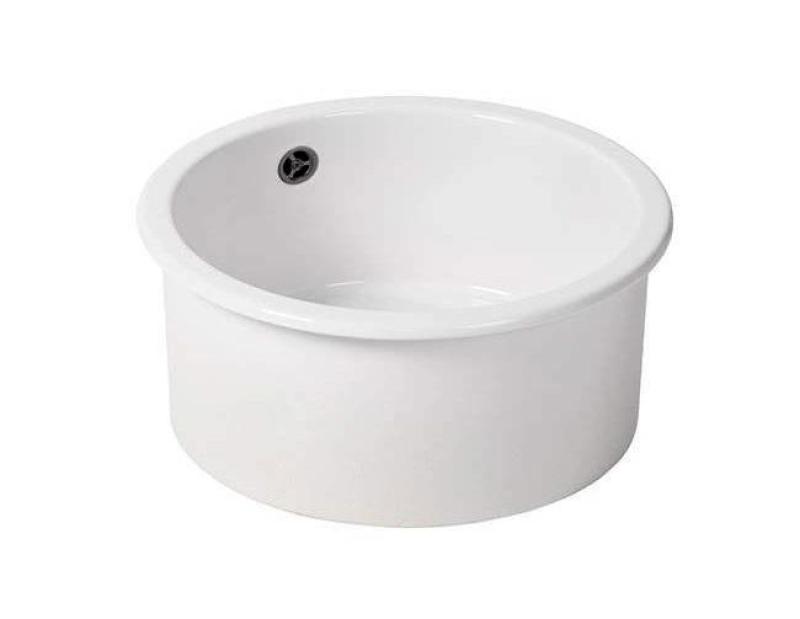 Ausmann Ceramic Ember Chiuveta rotundă ceramică albă de suprafață și submontare cu dop metalic Gun 1208971463