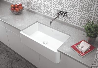 Ausmann Ceramic Mira Chiuvetă ceramică albă - Submontare și între montare 795 x 460 mm cu dop alb 1208971470