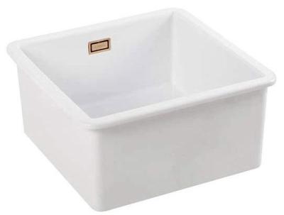 Ausmann Ceramic Ember Chiuvetă ceramică pătrată albă de montaj superior și inferior 40 x 40 cm cu dop de cupru 1208971482