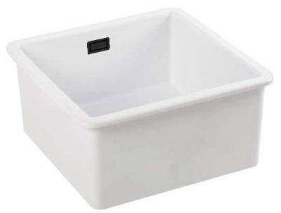 Ausmann Ceramic Ember Chiuveta Ceramică Albă Pătrată de Suprafață și Submersibilă 40 x 40 cm cu Dop Negru 1208971484