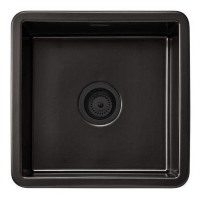 Ausmann Ceramic Ember Chiuvetă pătrată ceramică mată neagră de suprafață și de sub-sol 40 x 40 cm cu dop negru 1208971489