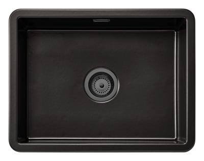 Ausmann Ceramic Ember Chiuvetă Ceramică Mat Negru - Suprafață și Submontare 54 x 40 cm cu Plug Metalic Gun 1208971498