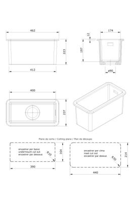 Ausmann Ceramic Ember Chiuvetă ceramică albă jumătate montaj superior și inferior 174 x 400 mm cu dop de cupru 1208971502