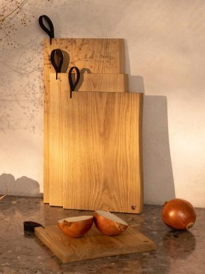 Woodsea Chop-Chop Oak XL - Tăietor din stejar 50x24cm cu mâner din piele 1208971542