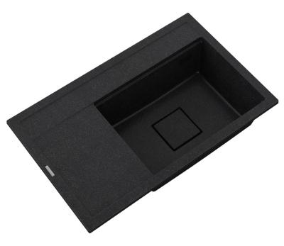 Graniteland Setă Granit negru ardezie Piatră dură Chiuvetă de suprafață 80x50 cm 1208971619