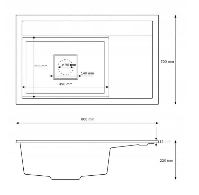 Graniteland Setă Granit negru ardezie Piatră dură Chiuvetă de suprafață 80x50 cm 1208971619