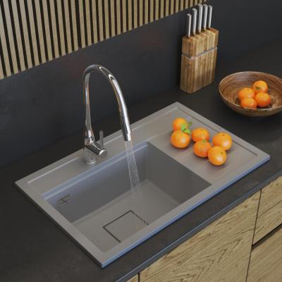 Graniteland Seta Chiuvetă Gri din Granit, montare deasupra, 80x50 cm 1208971621
