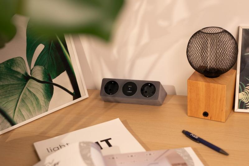 Priză pentru mobilier SOFITO, 2xSHUKO, USB A+C, cablu 1.5 m, gri catifelat