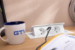 Priză pentru Mobilier MULTISOFT 2x Priză cu Împământare, USB A+C, RJ45, Cablu de Alimentare cu Ștecher, Alb