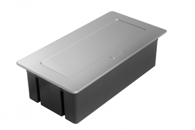 Priză pentru Mobilier MULTISOFT 2x Priză cu Împământare, USB A+C, RJ45, Cablu de Alimentare cu Ștecher, Aluminiu