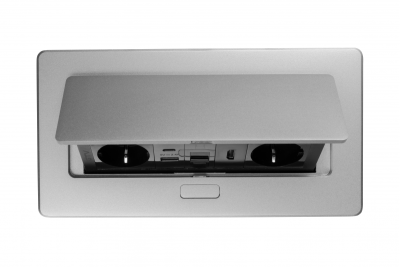 Priză pentru mobilier MULTISOFT, 2xSHUKO, USB A+C, RJ45, cablu HDMI 1.5 m, aluminiu
